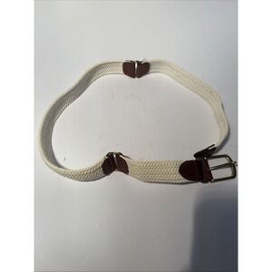 Cream Weave‎ Braided Cotton Belt Faux Leather Gold M